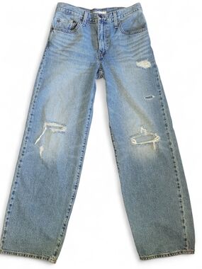 Levi’s Baggy Dad Jeans Womens 27x32 Distressed Straight Leg Y2K 90s Denim Blue